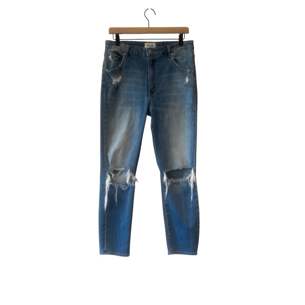 Rolla's Revolve FP Size 30 Miller High Rise Slim Jeansβ Ripped Knees Distressed